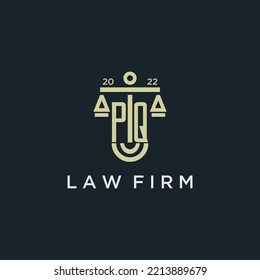 PQ initial monogram logo for lawfirm with scale vector design