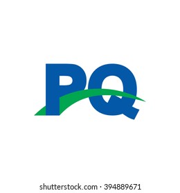 PQ initial overlapping swoosh letter logo blue green