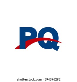 PQ initial overlapping swoosh letter logo blue red