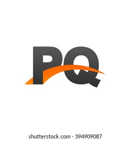 PQ initial overlapping swoosh letter logo black orange