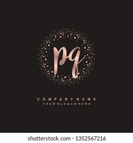 PQ initial signature logo. handwriting logo template vector,