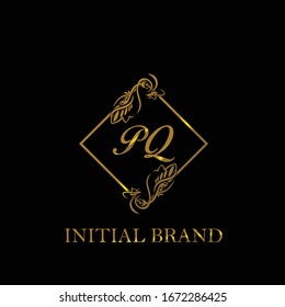 PQ Plantilla de logotipo de boda inicial vectorial	