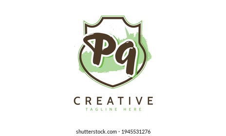 PQ Initials, handwriting logo vector