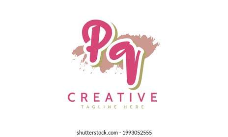 PQ Initials, handwriting logo vector