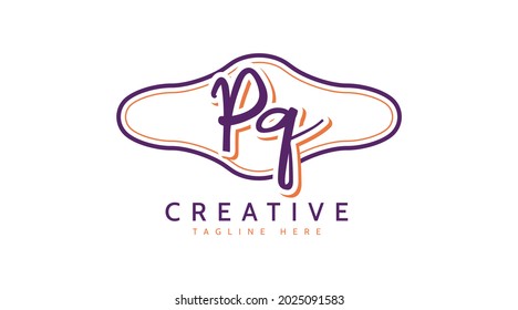 PQ Initials, handwriting logo vector