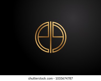 PQ Letter circle shape gold color logo Design