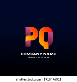 PQ Letter initial Logo Vector With colorful, logo for media business