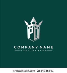PQ letter monogram initial logo for shield and crown design