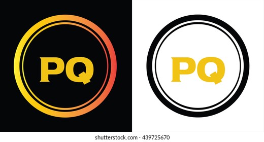 PQ letters icon design template elements in abstract background logo, design identity in circle, alphabet letter