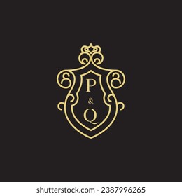 PQ line vintage initial logo in high quality professional design that will print well across any print media