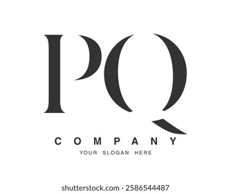 PQ logo design. Initial letter p and q serif font style. Creative classic company name typography. Trendy logotype or identity. Vector illustration.