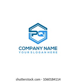 PQ logo letter initial, Abstract polygonal Background Logo,