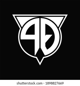 PQ Logo monogram with circle shape and half triangle rounded on black background