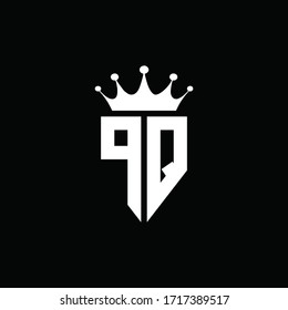 Estilo de emblema monogramo del logotipo PQ con plantilla de diseño de forma de corona