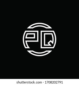 PQ logo monogram with negative space circle rounded design template