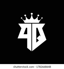 pq logo monogram shield shape with crown design template