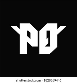 PQ Logo monogram with single wings design template on black background