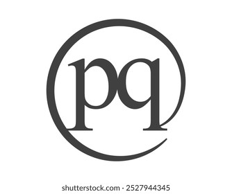 PQ logo from two letter with circle shape email sign style. P and Q round logotype of business company for brand identity.