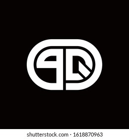 PQ monogram logo with an oval style on a black background	