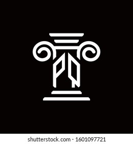 PQ monogram logo with pillar style design template