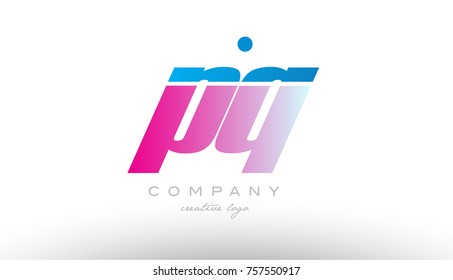 pq p q alphabet letter combination in pink and blue color. Can be used as a logo for a company or business with initials