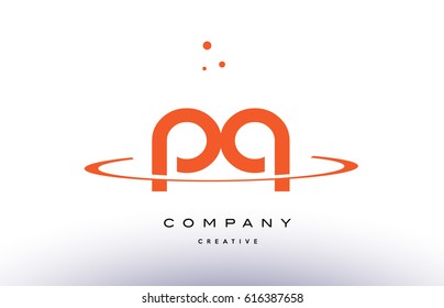 PQ P Q creative orange swoosh dots alphabet company letter logo design vector icon template