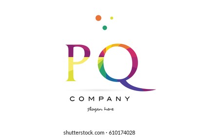 pq p q  creative rainbow colors colored alphabet company letter logo design vector icon template