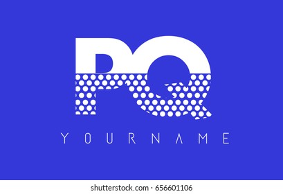 PQ P Q Dotted Pattern Letter Logo Design Vector with Blue Background.