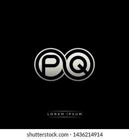 PQ P Q initial letter linked circle capital monogram logo modern template silver color edition