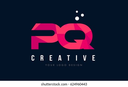 PQ P Q Purple Letter Logo Design with Low Poly Pink Triangles Concept