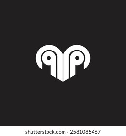 PQ or QP lowercase letter initial art icon unique beauty and stylish logo design vector monogram and modern branding identity concept with heart shape.