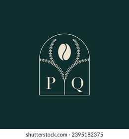 PQ Unique and simple logo design combination of letters and coffee bean