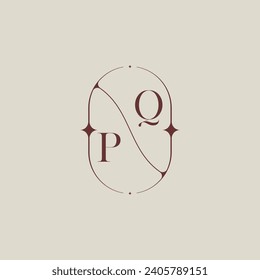 PQ wedding classic in elegant monogram with high quality professional design that will print well