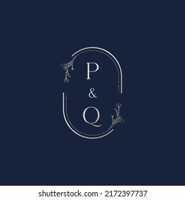 PQ wedding initial logo letters in high quality professional design that will print well across any print media