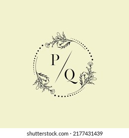 Cartas iniciales del logotipo de boda PQ en un diseño profesional de alta calidad que se imprimirán en cualquier medio impreso
