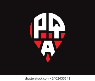 diseño de logotipo de la forma de ubicación de la letra PQA