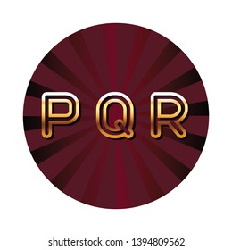PQR alphabet font letters red round emblem