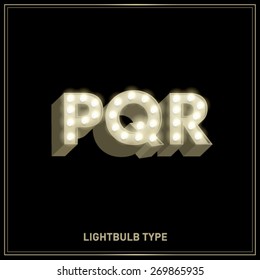 p,q,r lightbulb typeface/font vector/illustration