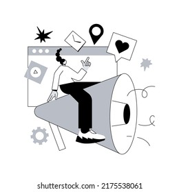 PR abstract concept vector illustration. Public relations service, promotion strategy, website element, menu bar, corporate event, newsletter, PR, user interface, communication abstract metaphor.