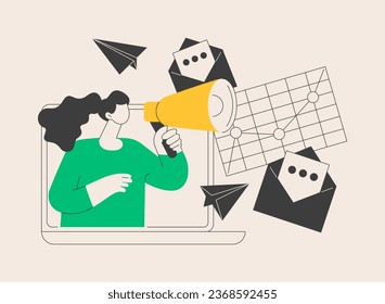 PR abstract concept vector illustration. Public relations service, promotion strategy, website element, menu bar, corporate event, newsletter, PR, user interface, communication abstract metaphor.