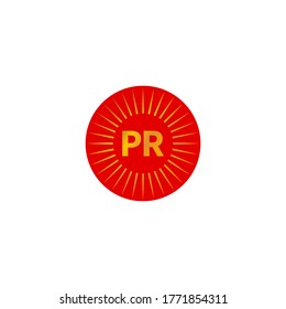 PR abstract minimal logo in shape of circle with rays