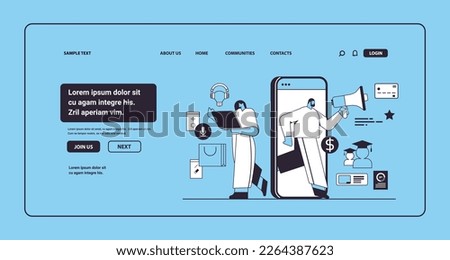 PR agency team using loudspeaker to communicate with audience marketing campaign public relations concept