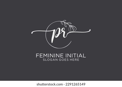 PR beauty monogram and elegant logo design handwriting logo of initial signature, wedding, fashion, floral and botanical with creative template.