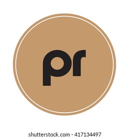 pr brown letters ,abstract background logo, design identity in circle, alphabet letter