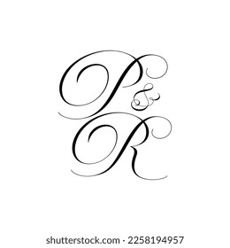 PR Calligraphy Monogram initial letters logo