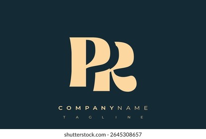 PR Creative Abstract Typography Logo Design. Elegant logo combining bold typography and creative shapes, ideal for branding and identity solutions.