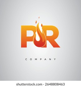 PR Creative Fire Letter Logo Design