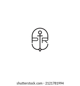PR creative letter logo design in anchor concept with high quality professional design that will print well across any print media