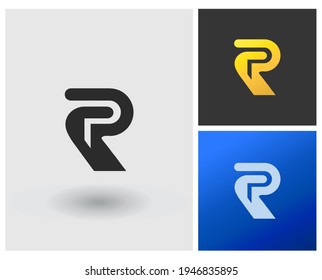 PR Creative logo in Gradient modern monogram with square apps template idea