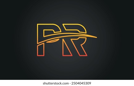 PR creative and modern letter logo design. PR logo design vector in black background.